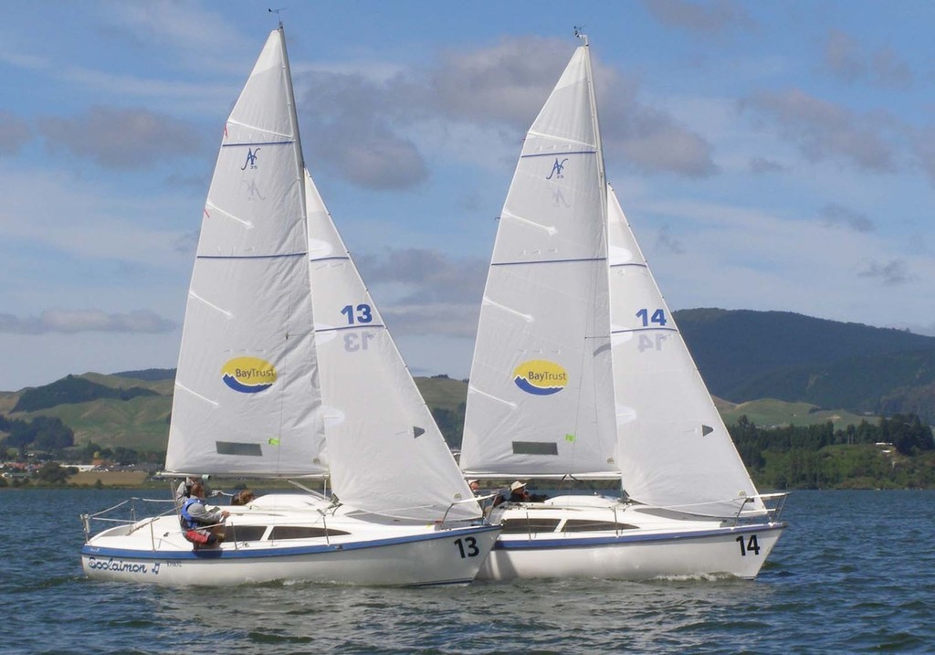 NZL to leeward of GBR in the B2 racing on Day 3 of the 2009 IFDS Blind World Sailing Championships, Rotorua    © David Staley - copyright